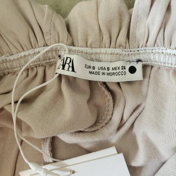 ZARA | Sleeveless Ruffle Waistline Beige Boho Maxi Dress (S) - Picture 9 of 11